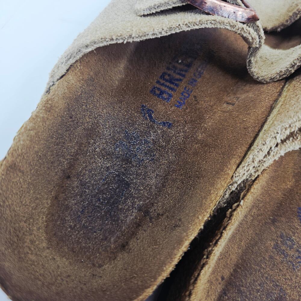 Birkenstock Arizona Soft Footbed Slide Suede Leather Sandal Taupe Women's 9 - Picture 5 of 9